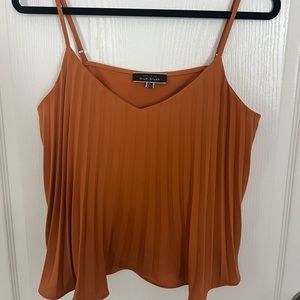 Blousy rust/burnt Orange colored pleated tank camisole